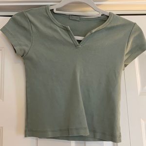 Green Brandy Melville Ashlyn notch tee